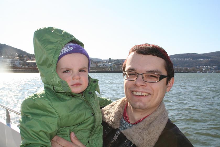 IMG_8436.JPG - Rafał z Artkiem na promie z Bingen do Rüdesheim